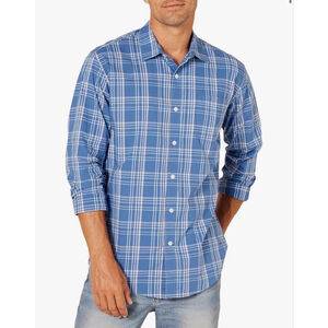 NEW Mens Amazon Essentials 100% Cotton Regular-Fit Casual Poplin Shirt L
